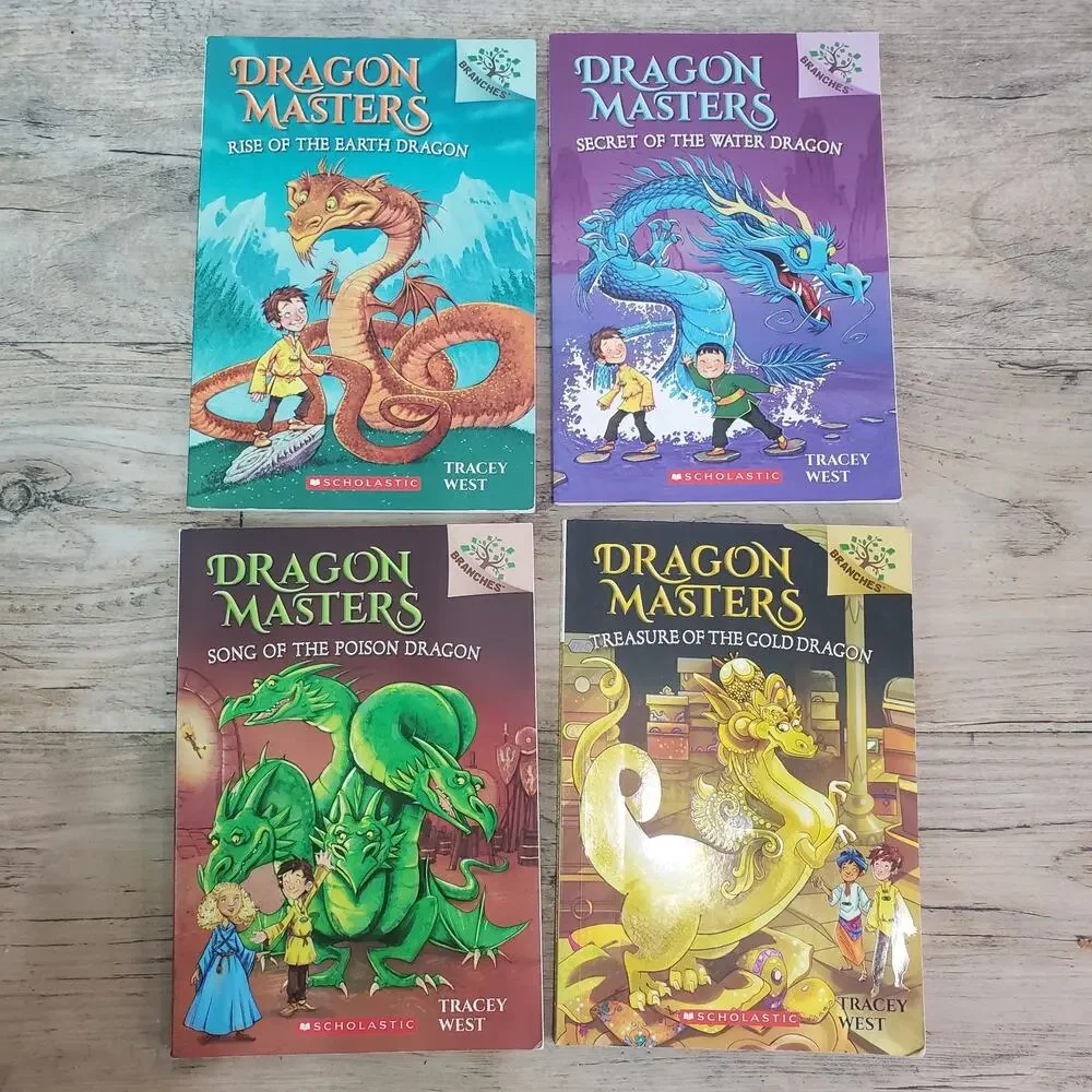 Lot of 4 Dragon Masters Books 1, 3, 5, 12 Tracy West Scholastic Paperback Chapte